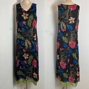 Silks By I.S.C.(International Silk Company) floral print Sleeveless Dress size M
